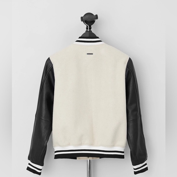 NWT - Anthropologie Deadwood Recycled Lambskin Leather Sleeves Varsity Jacket​ - Picture 2 of 8